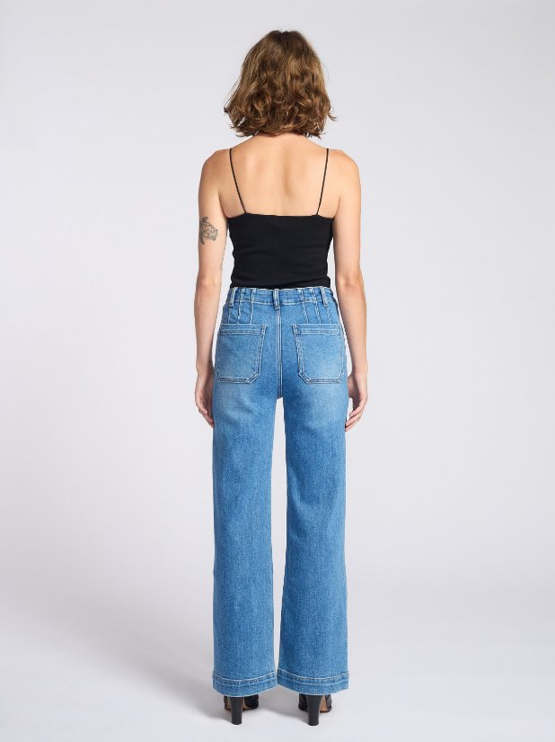 Picture of Lucia Wide Leg Jeans With Front Welt Pocket