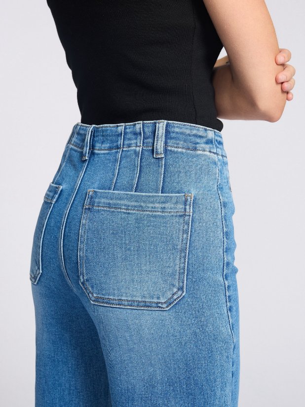 Picture of Lucia Wide Leg Jeans With Front Welt Pocket