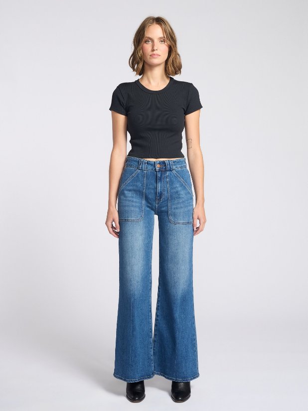 Picture of Luisa Wide Belt Loop With Wide Leg Jeans