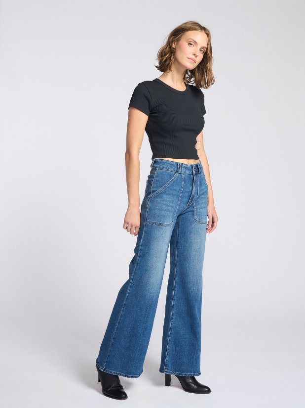 Picture of Luisa Wide Belt Loop With Wide Leg Jeans